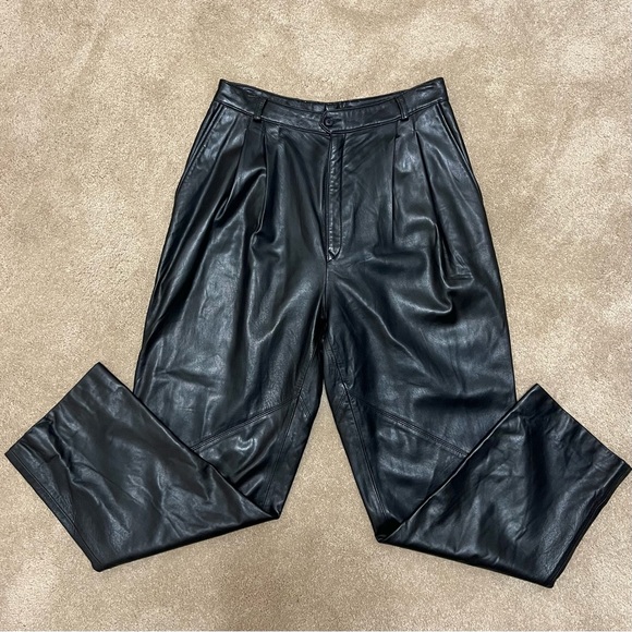 Vintage Marquis Canada Black Leather Pleated Pant Witchy Goth